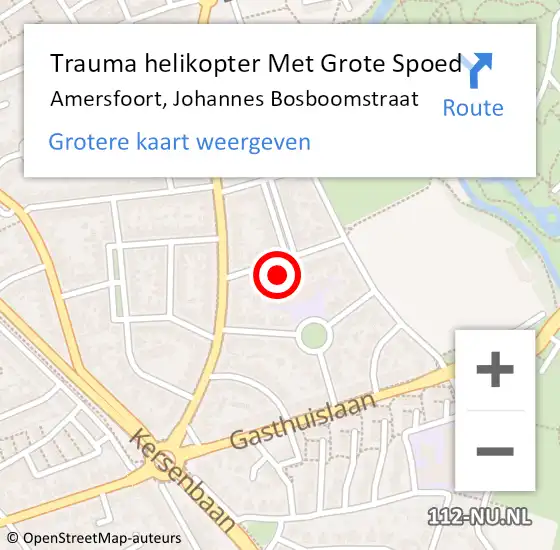 Locatie op kaart van de 112 melding: Trauma helikopter Met Grote Spoed Naar Amersfoort, Johannes Bosboomstraat op 6 juli 2023 17:10