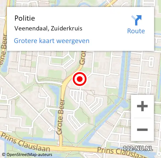 Locatie op kaart van de 112 melding: Politie Veenendaal, Zuiderkruis op 6 juli 2023 17:11
