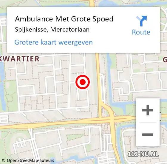 Locatie op kaart van de 112 melding: Ambulance Met Grote Spoed Naar Spijkenisse, Mercatorlaan op 6 juli 2023 17:11