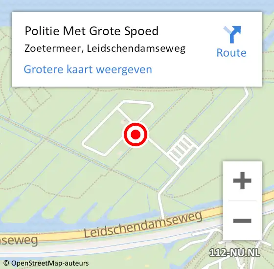 Locatie op kaart van de 112 melding: Politie Met Grote Spoed Naar Zoetermeer, Leidschendamseweg op 6 juli 2023 17:16