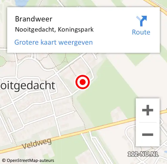 Locatie op kaart van de 112 melding: Brandweer Nooitgedacht, Koningspark op 6 juli 2023 17:29