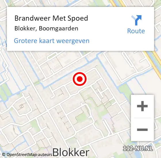 Locatie op kaart van de 112 melding: Brandweer Met Spoed Naar Blokker, Boomgaarden op 6 juli 2023 17:33