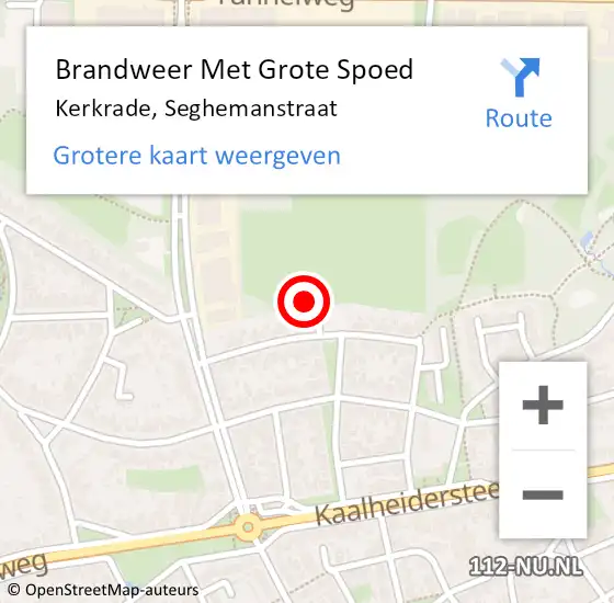 Locatie op kaart van de 112 melding: Brandweer Met Grote Spoed Naar Kerkrade, Seghemanstraat op 6 juli 2023 17:38