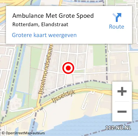 Locatie op kaart van de 112 melding: Ambulance Met Grote Spoed Naar Rotterdam, Elandstraat op 6 juli 2023 17:39