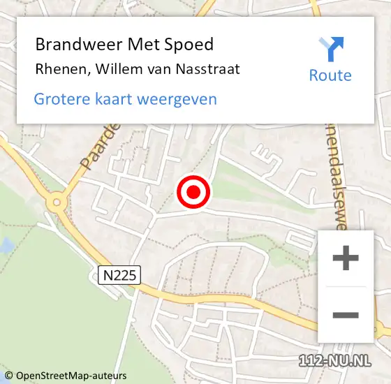 Locatie op kaart van de 112 melding: Brandweer Met Spoed Naar Rhenen, Willem van Nasstraat op 6 juli 2023 17:41