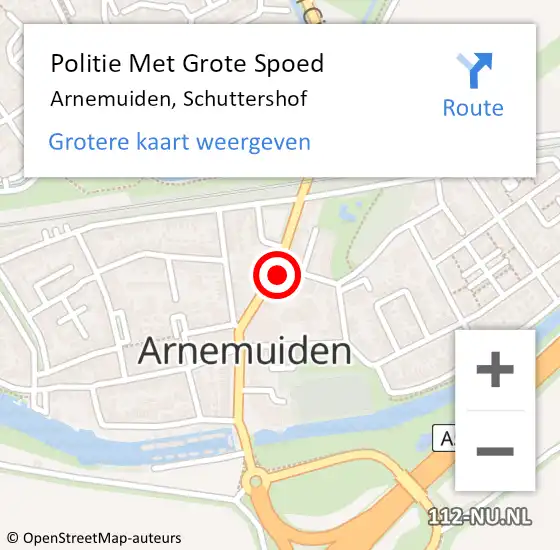 Locatie op kaart van de 112 melding: Politie Met Grote Spoed Naar Arnemuiden, Schuttershof op 6 juli 2023 17:56