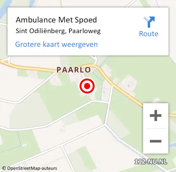 Locatie op kaart van de 112 melding: Ambulance Met Spoed Naar Sint Odiliënberg, Paarloweg op 6 juli 2023 18:17
