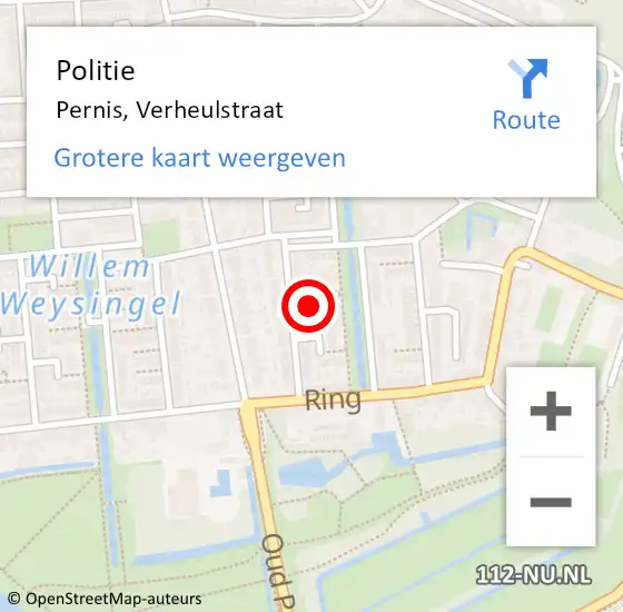 Locatie op kaart van de 112 melding: Politie Pernis, Verheulstraat op 6 juli 2023 18:25