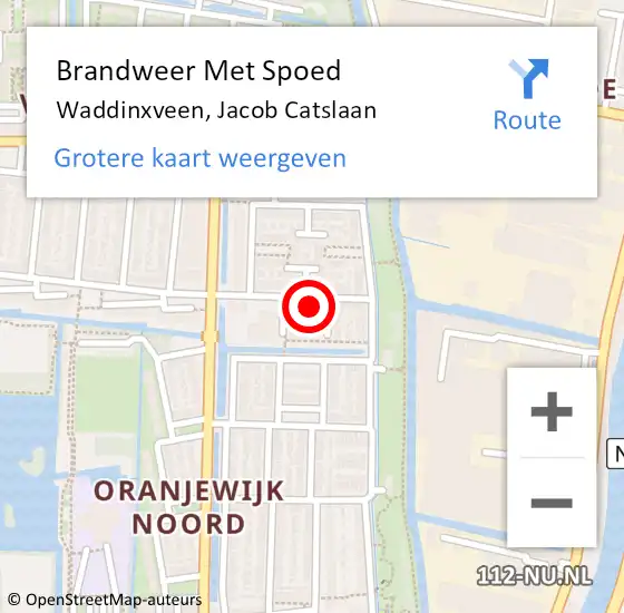 Locatie op kaart van de 112 melding: Brandweer Met Spoed Naar Waddinxveen, Jacob Catslaan op 6 juli 2023 18:49