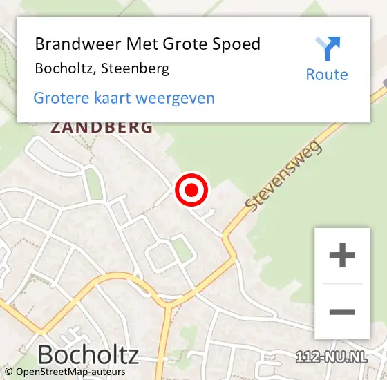 Locatie op kaart van de 112 melding: Brandweer Met Grote Spoed Naar Bocholtz, Steenberg op 6 juli 2023 18:56