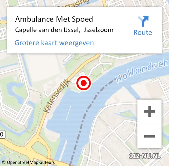 Locatie op kaart van de 112 melding: Ambulance Met Spoed Naar Capelle aan den IJssel, IJsselzoom op 6 juli 2023 19:05