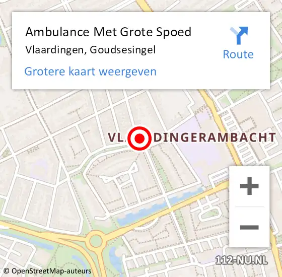 Locatie op kaart van de 112 melding: Ambulance Met Grote Spoed Naar Vlaardingen, Goudsesingel op 6 juli 2023 19:11