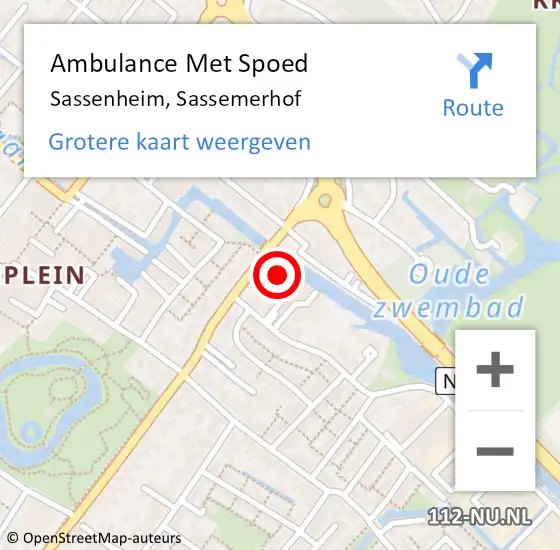 Locatie op kaart van de 112 melding: Ambulance Met Spoed Naar Sassenheim, Sassemerhof op 6 juli 2023 19:36