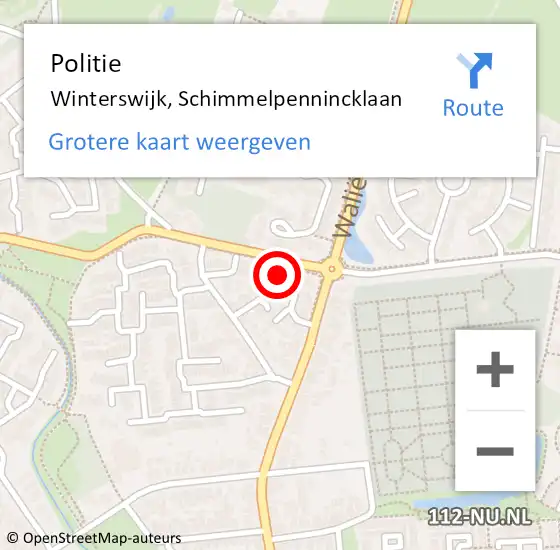 Locatie op kaart van de 112 melding: Politie Winterswijk, Schimmelpennincklaan op 6 juli 2023 19:55