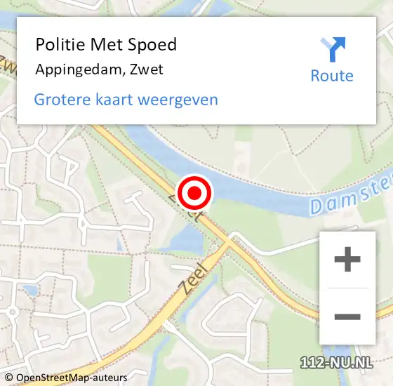 Locatie op kaart van de 112 melding: Politie Met Spoed Naar Appingedam, Zwet op 6 juli 2023 20:08