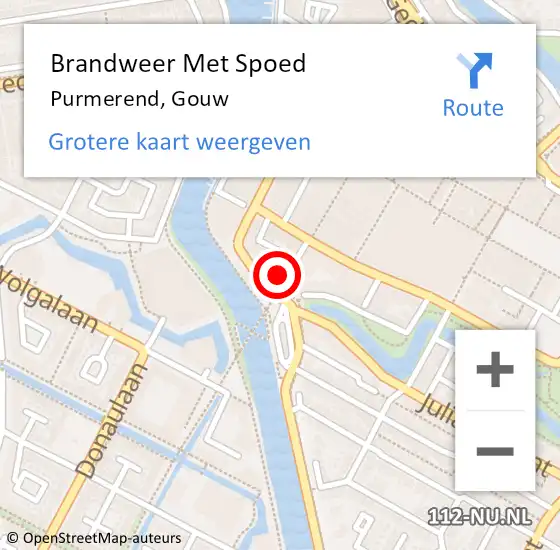 Locatie op kaart van de 112 melding: Brandweer Met Spoed Naar Purmerend, Gouw op 6 juli 2023 20:09