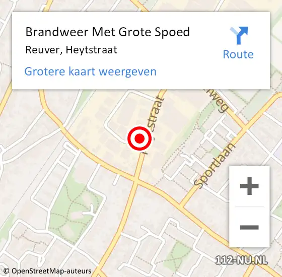 Locatie op kaart van de 112 melding: Brandweer Met Grote Spoed Naar Reuver, Heytstraat op 6 juli 2023 20:12