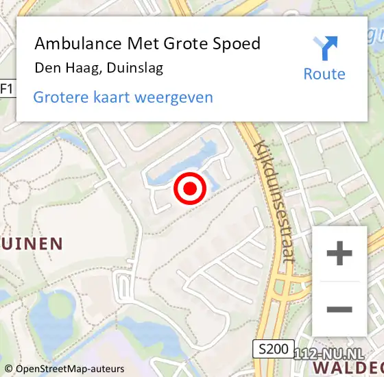 Locatie op kaart van de 112 melding: Ambulance Met Grote Spoed Naar Den Haag, Duinslag op 6 juli 2023 20:15