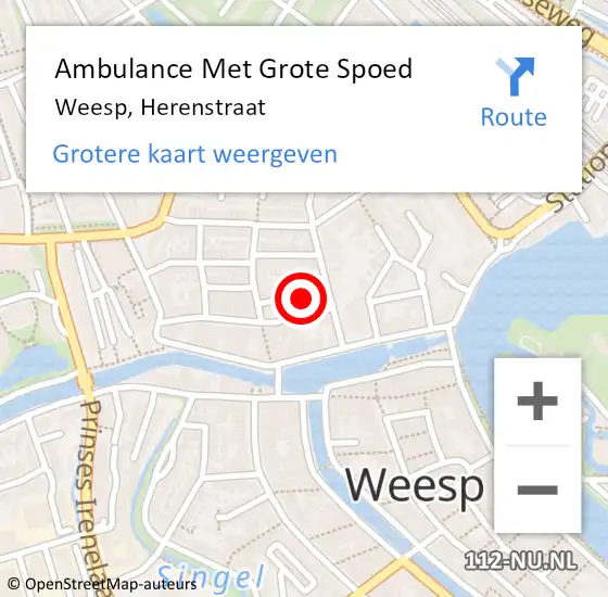 Locatie op kaart van de 112 melding: Ambulance Met Grote Spoed Naar Weesp, Herenstraat op 31 augustus 2014 18:38