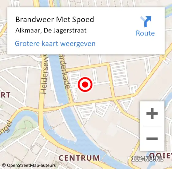 Locatie op kaart van de 112 melding: Brandweer Met Spoed Naar Alkmaar, De Jagerstraat op 6 juli 2023 20:34