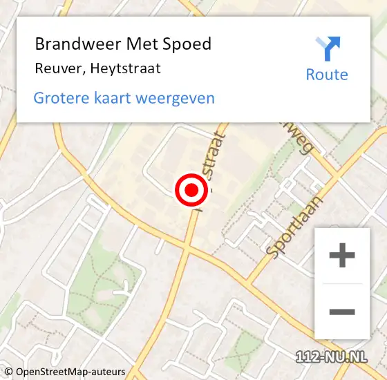 Locatie op kaart van de 112 melding: Brandweer Met Spoed Naar Reuver, Heytstraat op 6 juli 2023 20:37