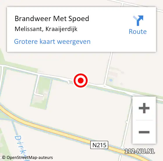 Locatie op kaart van de 112 melding: Brandweer Met Spoed Naar Melissant, Kraaijerdijk op 6 juli 2023 20:41