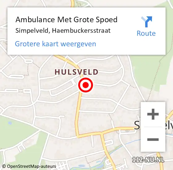 Locatie op kaart van de 112 melding: Ambulance Met Grote Spoed Naar Simpelveld, Haembuckersstraat op 31 augustus 2014 18:40