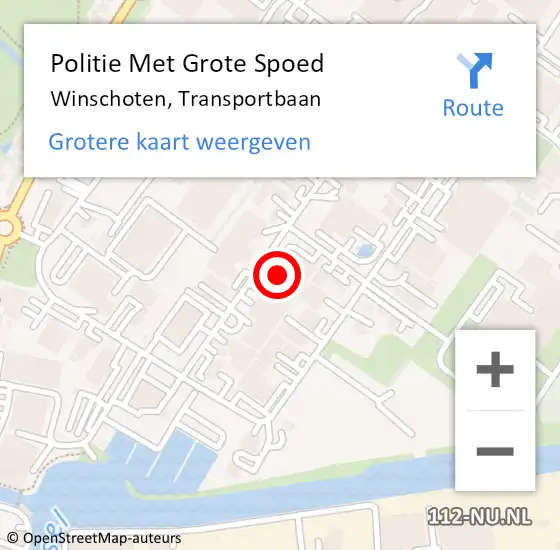 Locatie op kaart van de 112 melding: Politie Met Grote Spoed Naar Winschoten, Transportbaan op 6 juli 2023 21:01