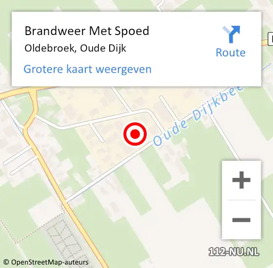Locatie op kaart van de 112 melding: Brandweer Met Spoed Naar Oldebroek, Oude Dijk op 6 juli 2023 21:02