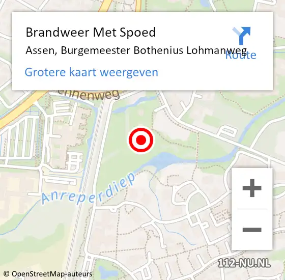 Locatie op kaart van de 112 melding: Brandweer Met Spoed Naar Assen, Burgemeester Bothenius Lohmanweg op 6 juli 2023 21:10