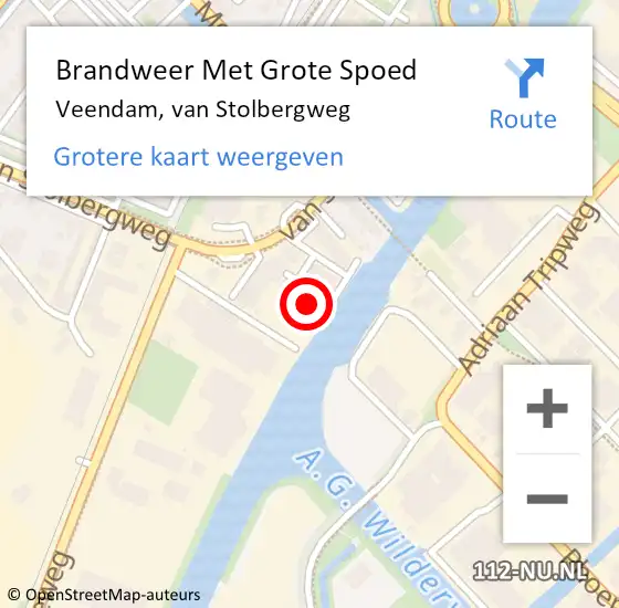 Locatie op kaart van de 112 melding: Brandweer Met Grote Spoed Naar Veendam, van Stolbergweg op 6 juli 2023 21:19