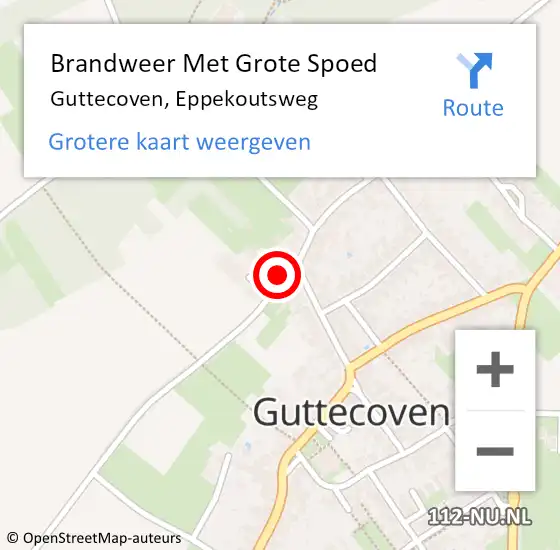 Locatie op kaart van de 112 melding: Brandweer Met Grote Spoed Naar Guttecoven, Eppekoutsweg op 6 juli 2023 21:42