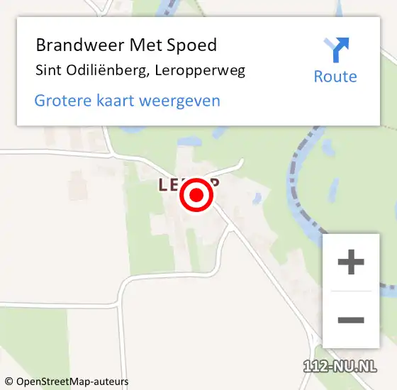 Locatie op kaart van de 112 melding: Brandweer Met Spoed Naar Sint Odiliënberg, Leropperweg op 6 juli 2023 21:50