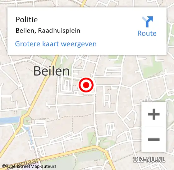 Locatie op kaart van de 112 melding: Politie Beilen, Raadhuisplein op 6 juli 2023 22:05