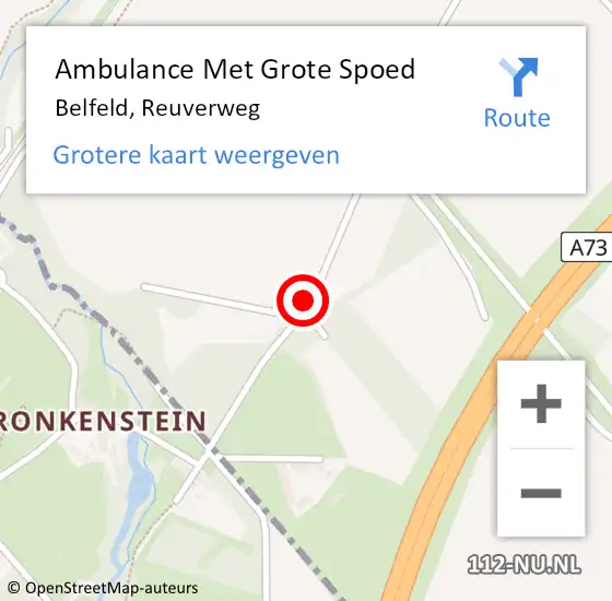 Locatie op kaart van de 112 melding: Ambulance Met Grote Spoed Naar Belfeld, Reuverweg op 31 augustus 2014 18:51