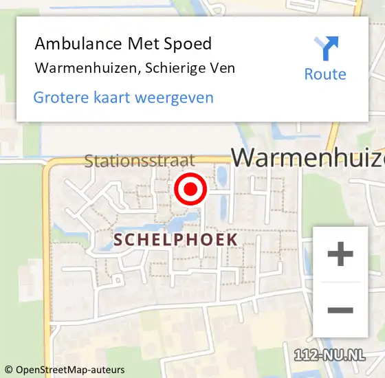 Locatie op kaart van de 112 melding: Ambulance Met Spoed Naar Warmenhuizen, Schierige Ven op 6 juli 2023 22:30