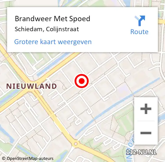 Locatie op kaart van de 112 melding: Brandweer Met Spoed Naar Schiedam, Colijnstraat op 6 juli 2023 22:34