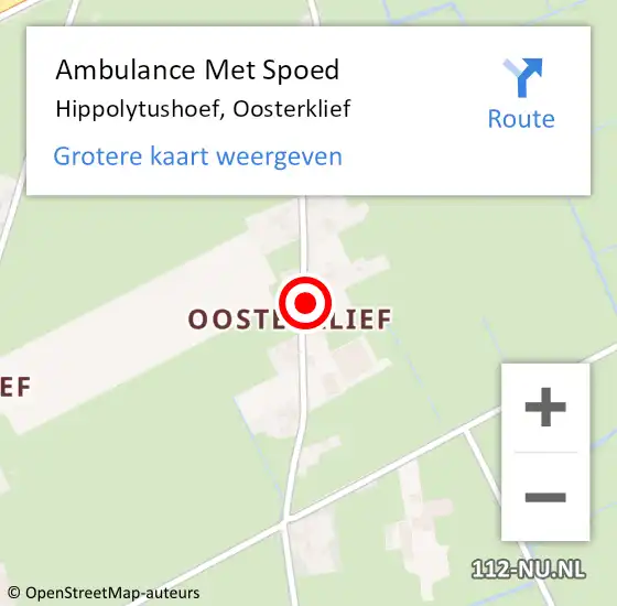 Locatie op kaart van de 112 melding: Ambulance Met Spoed Naar Hippolytushoef, Oosterklief op 6 juli 2023 22:36