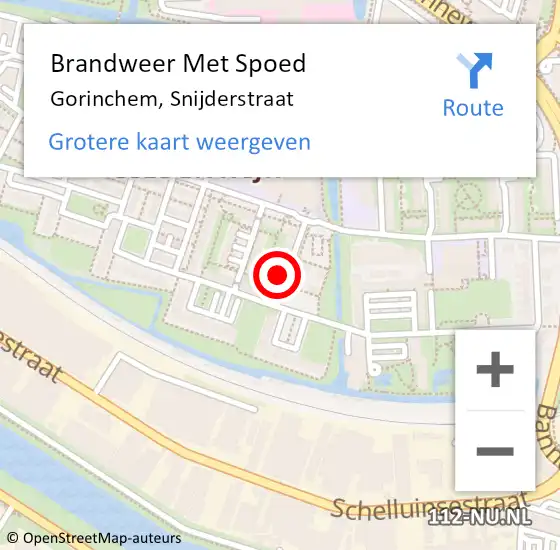 Locatie op kaart van de 112 melding: Brandweer Met Spoed Naar Gorinchem, Snijderstraat op 6 juli 2023 22:38