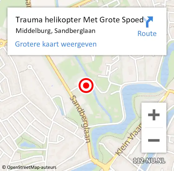 Locatie op kaart van de 112 melding: Trauma helikopter Met Grote Spoed Naar Middelburg, Sandberglaan op 6 juli 2023 22:52