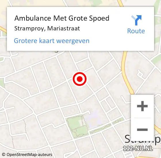 Locatie op kaart van de 112 melding: Ambulance Met Grote Spoed Naar Stramproy, Mariastraat op 7 juli 2023 00:01