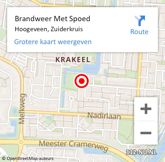 Locatie op kaart van de 112 melding: Brandweer Met Spoed Naar Hoogeveen, Zuiderkruis op 7 juli 2023 00:37