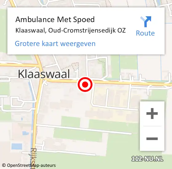 Locatie op kaart van de 112 melding: Ambulance Met Spoed Naar Klaaswaal, Oud-Cromstrijensedijk OZ op 7 juli 2023 00:44