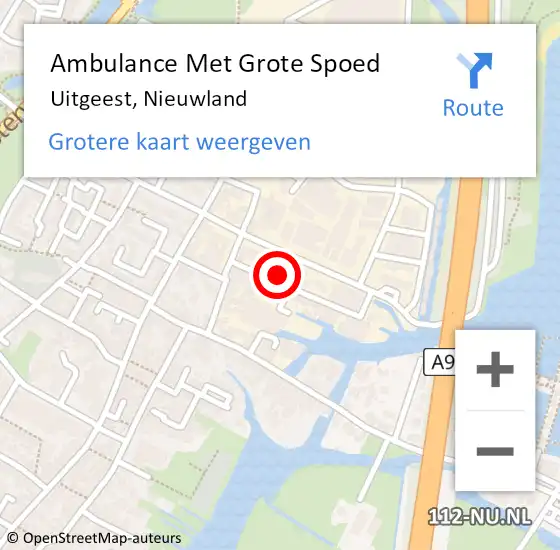 Locatie op kaart van de 112 melding: Ambulance Met Grote Spoed Naar Uitgeest, Nieuwland op 7 juli 2023 01:08