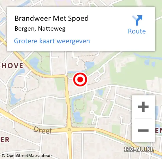 Locatie op kaart van de 112 melding: Brandweer Met Spoed Naar Bergen, Natteweg op 7 juli 2023 01:10