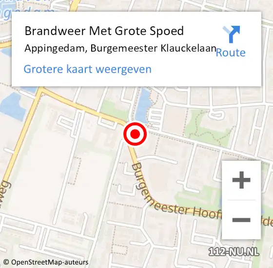 Locatie op kaart van de 112 melding: Brandweer Met Grote Spoed Naar Appingedam, Burgemeester Klauckelaan op 7 juli 2023 02:27