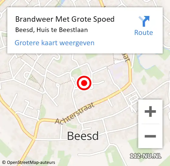 Locatie op kaart van de 112 melding: Brandweer Met Grote Spoed Naar Beesd, Huis te Beestlaan op 7 juli 2023 03:42