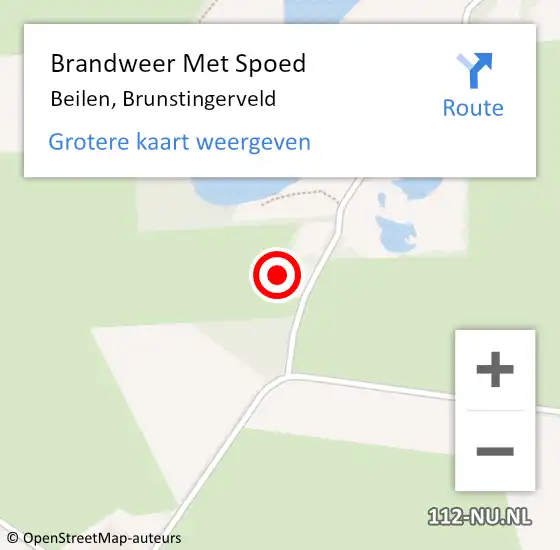 Locatie op kaart van de 112 melding: Brandweer Met Spoed Naar Beilen, Brunstingerveld op 7 juli 2023 05:12