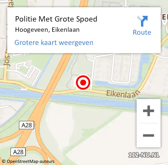 Locatie op kaart van de 112 melding: Politie Met Grote Spoed Naar Hoogeveen, Eikenlaan op 7 juli 2023 05:28