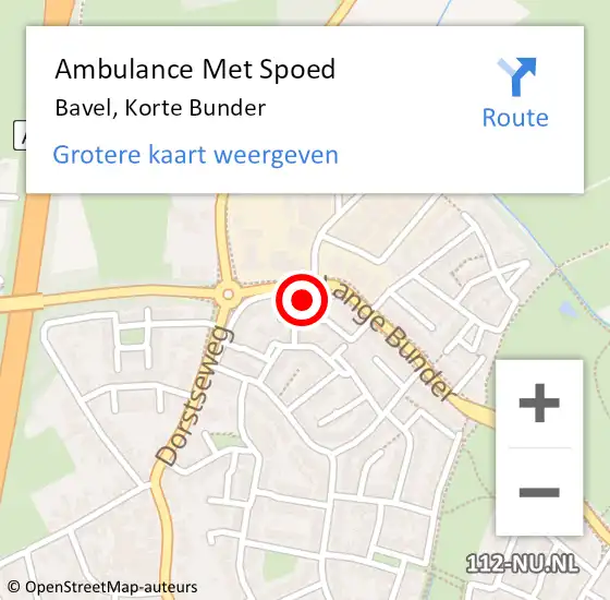 Locatie op kaart van de 112 melding: Ambulance Met Spoed Naar Bavel, Korte Bunder op 31 augustus 2014 19:17